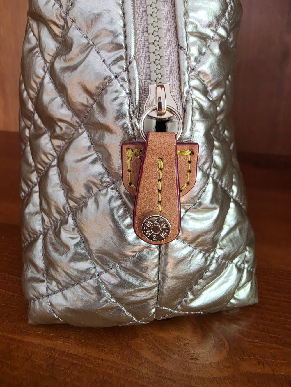 MZ Wallace Metallic Gold Quilted Medium Pouch Bag - Picture 4 of 9